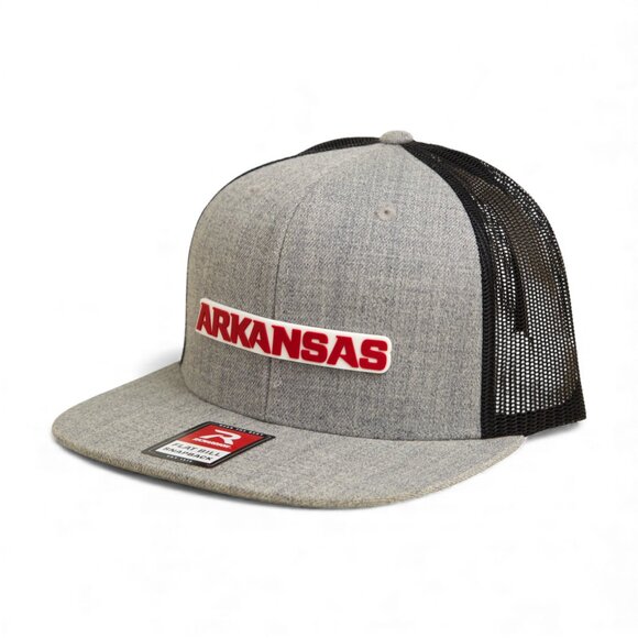 Arkansas Razorbacks ARKANSAS Red 3D Wool Blend Flat Bill Hat- Heather Grey/ Blac - Picture 2 of 3